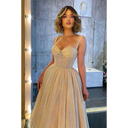 Vestido de fiesta vintage con escote corazón y tirantes finos y purpurina