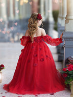 Vestidos de princesa con flores en 3D para niña 