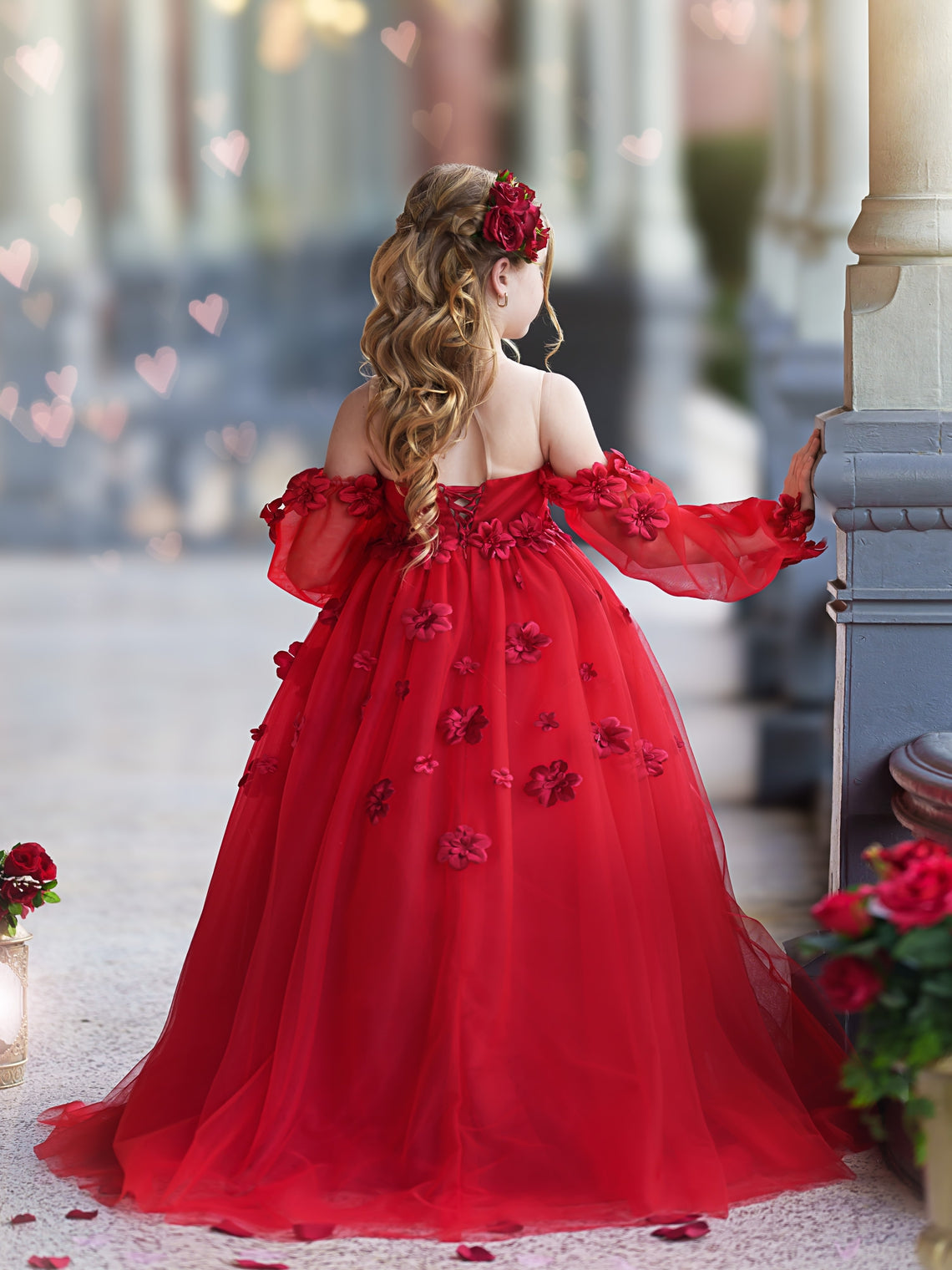 Vestidos de princesa con flores en 3D para niña 