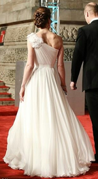 Elegant White One Shoulder Tulle Prom Dress Formal Evening Dress Y8198