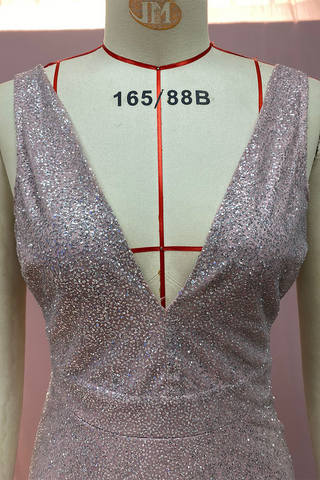 Sexy Gradient Sequined V Neck Evening Dresses