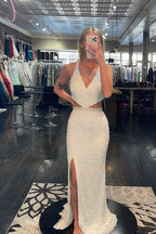 Robe de bal à sequins et bretelles croisées