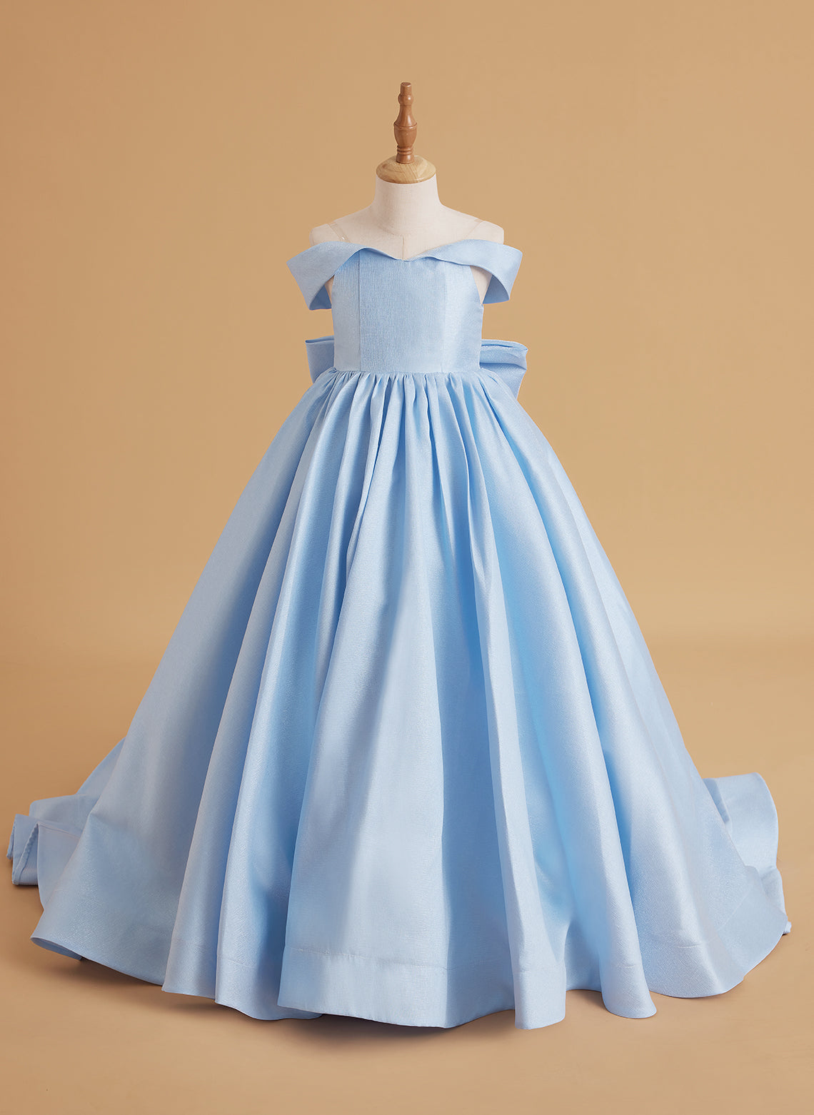 Vestido de gala de satén azul encantado para niñas 