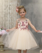 Vestido de niña de las flores de tul corte A hasta la rodilla 