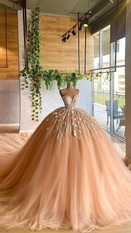 Robe de bal en tulle à décolleté cœur et appliques, robe de quinceañera, robe de sweet 16 Y5822
