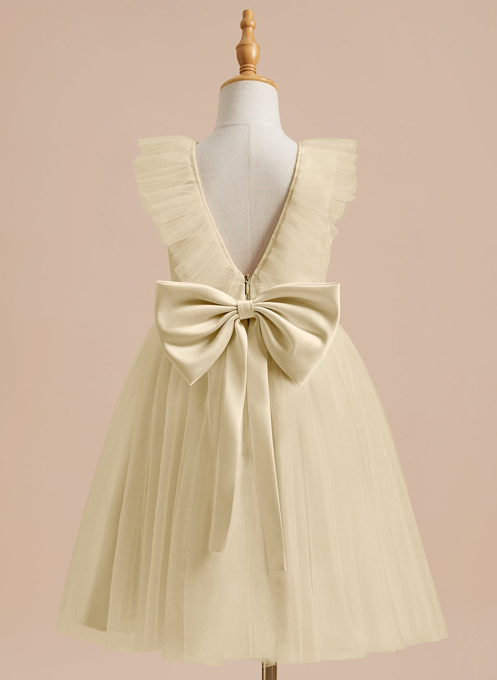 Vestido de niña de las flores de corte A, de satén y tul, hasta la rodilla 