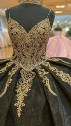 Vestido de quinceañera con cuentas, apliques de lentejuelas, vestido de princesa de baile con capa Y1516