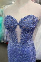 Gorgeous Mermaid Sweetheart Black Corset Prom Dress with Appliques