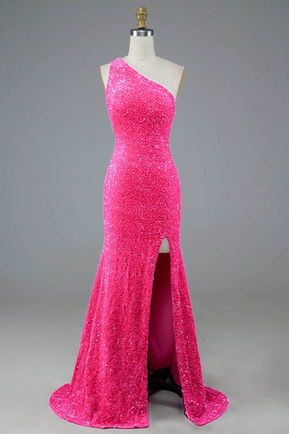 Vestido largo de fiesta con lentejuelas y abertura