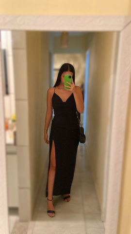 Elegant Black Sheath Evening Dress With Split Black Evening Gown Y6135