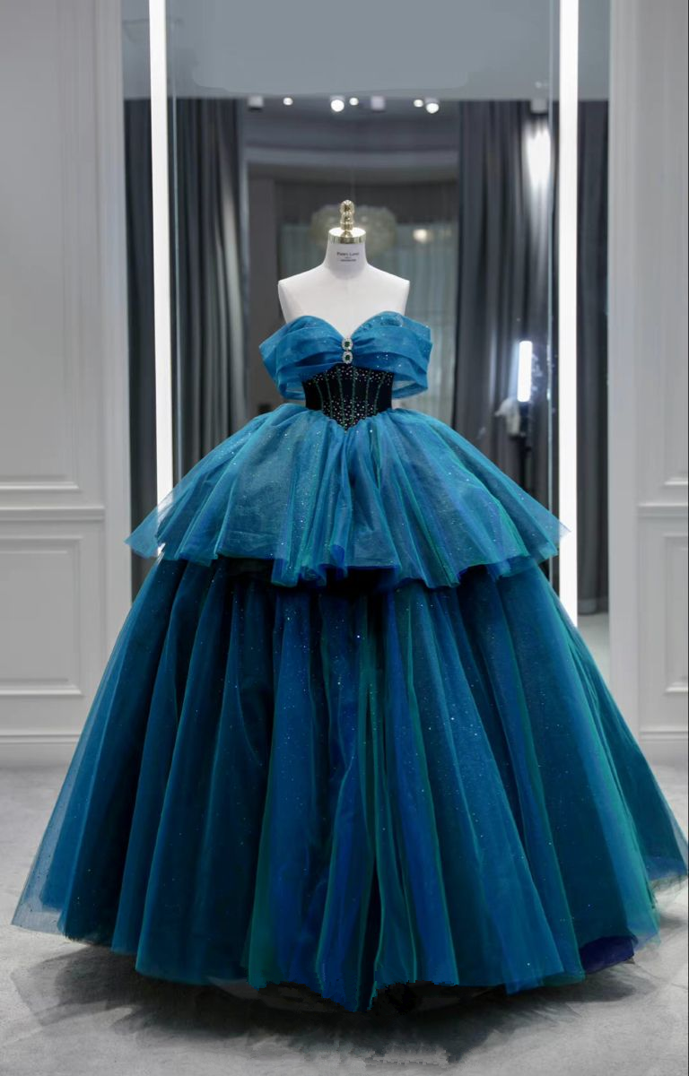 Fantástico vestido de gala con hombros descubiertos, vestido de princesa, vestido para fiesta de 18 cumpleaños Y4385