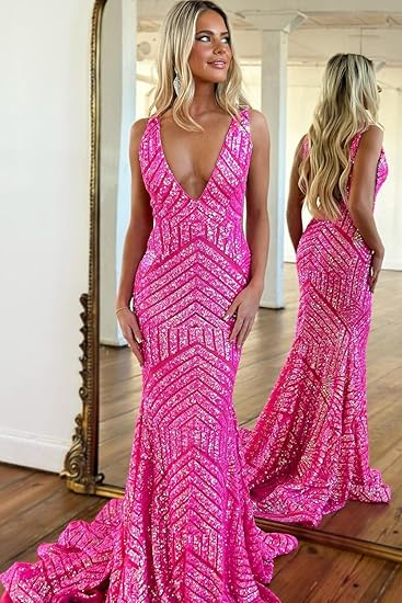 Robe de bal sirène élégante, sexy et sans manches, col en V, orange Y5188