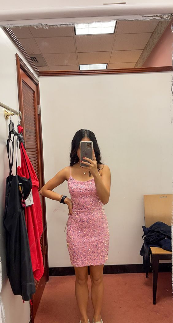 Robe de bal rose pailletée, robe de soirée, robe de concours de beauté, robe de fête de rentrée scolaire Y5426