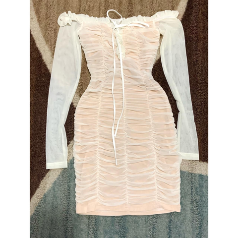 Mesh Off Shoulder Mini Dress Sexy Homecoming Dress Y2961