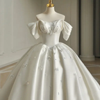Heavy Industry Luxury Satin Tail Wedding Dress Y6858
