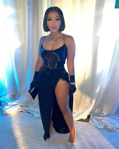 Robe de soirée noire simple avec fente haute Y2245