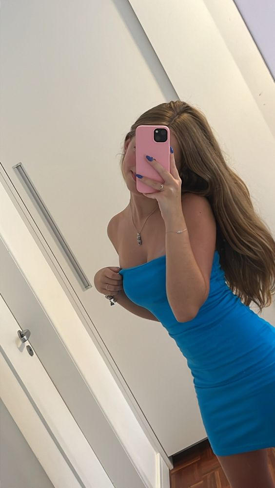 Cute Strapless Blue Homecoming Dress Blue Bodycon Dress Y1996