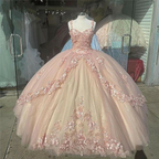 Vestido de quinceañera rosa brillante con encaje y flores, estilo tul, para fiesta de 16 años, modelo Y57