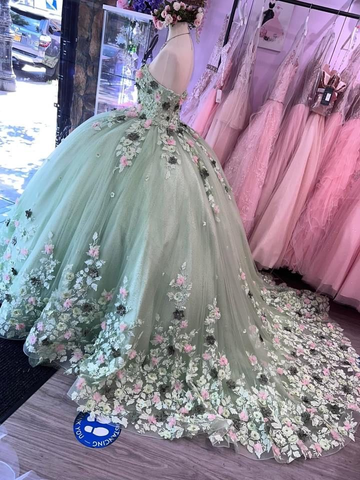 Robe de bal à épaules dénudées à imprimé floral 3D, robe de Sweet 16, robe de Quinceañera Y2264