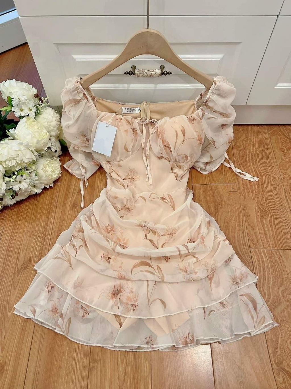 Robe de bal de promo mini vintage à fleurs, robe d'été décontractée Y2641