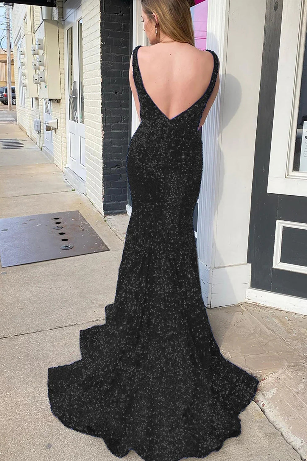 Robe de bal sirène à paillettes