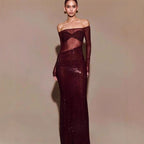 Robe de bal élégante à une épaule ornée de strass 