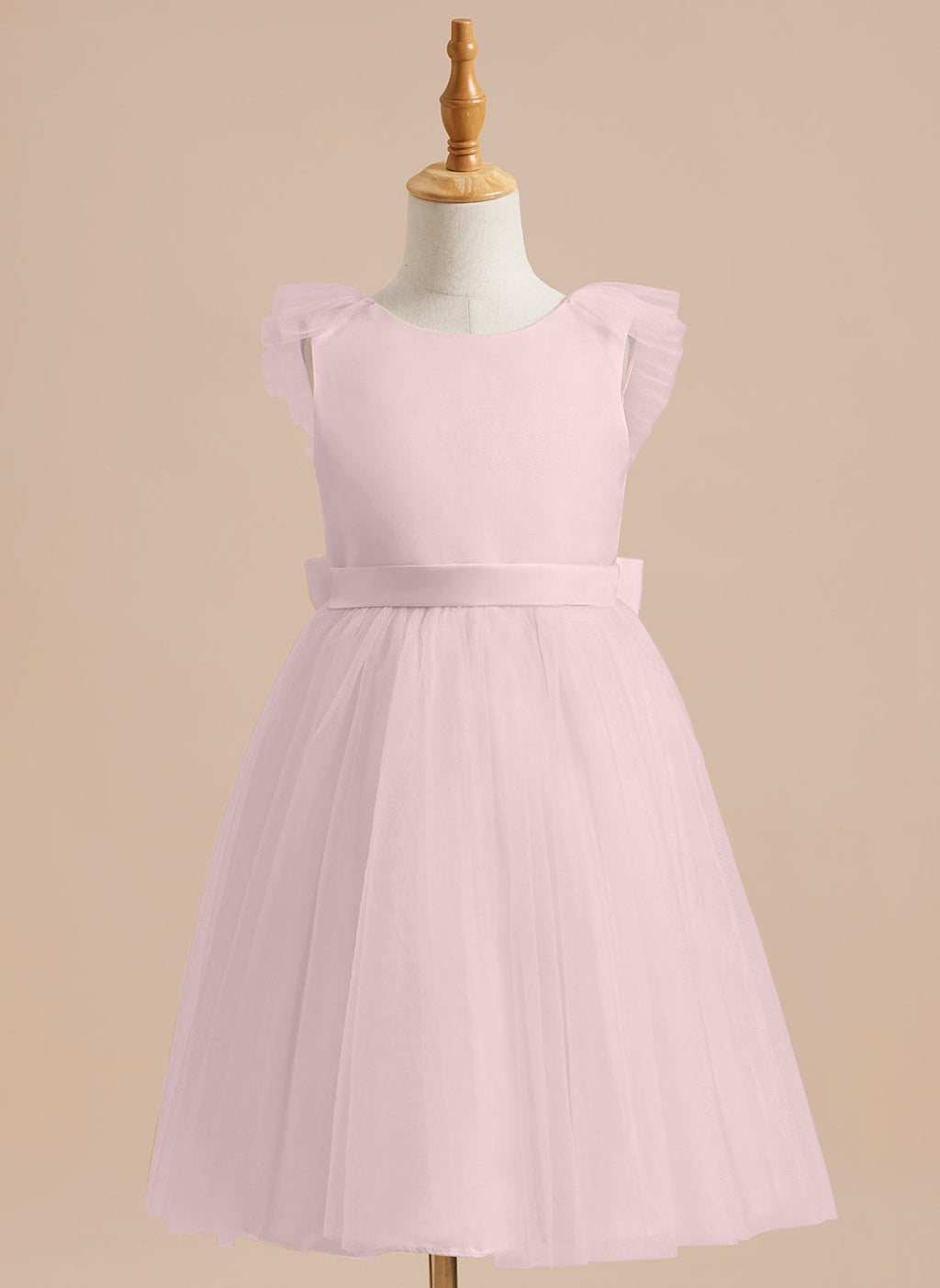 Vestido de niña de las flores de corte A, de satén y tul, hasta la rodilla 
