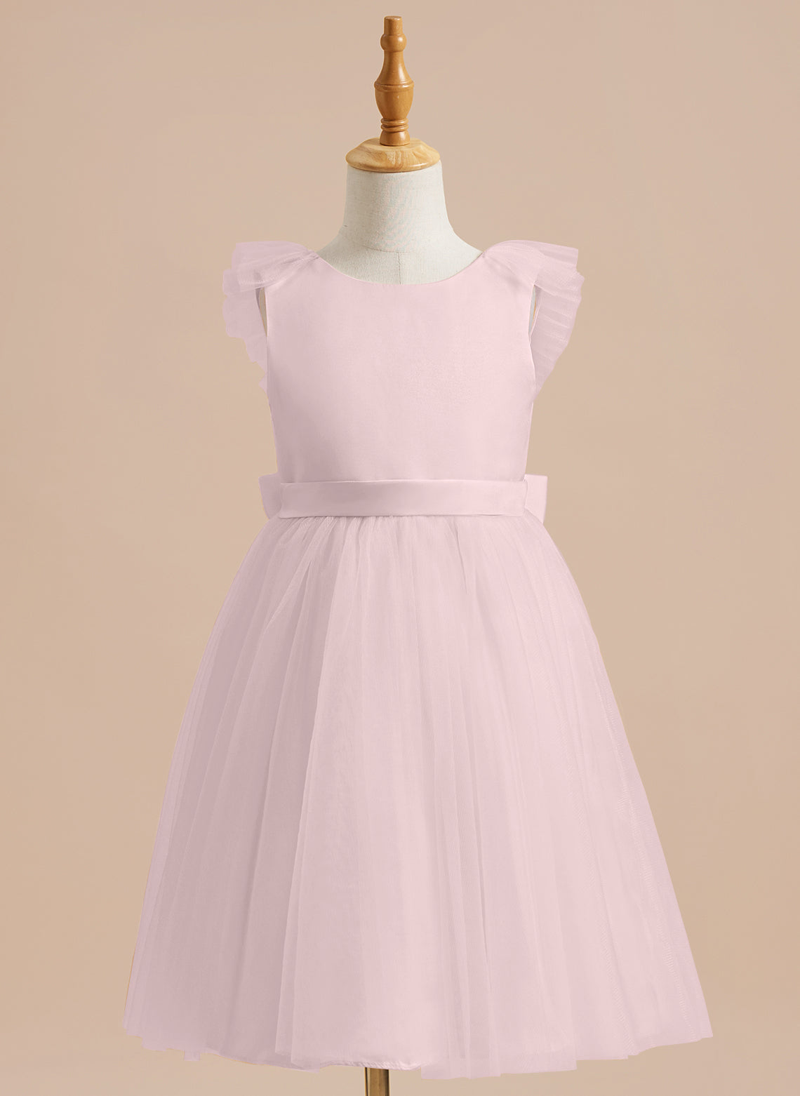 Vestido de niña de las flores de corte A, de satén y tul, hasta la rodilla 