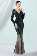 Robe de soirée à manches longues et sequins