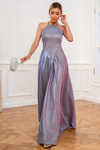Robe de bal longue violette à paillettes