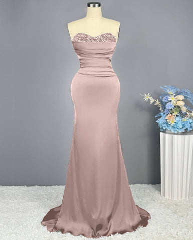 Sleeveless Mermaid Long Prom Gown with Sequined Sweetheart