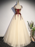 Vestido de fiesta largo vintage de tul corte A con tirantes finos, estilo gala, modelo Y7662
