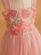 Vestido de bebé niña con lazo de tul y aplique floral en 3D de la colección Jardín Encantado 