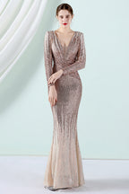 Robe de soirée à manches longues et sequins
