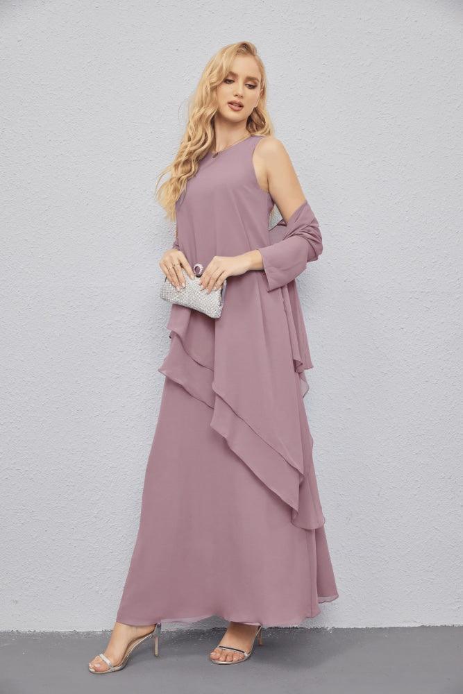 Vestidos de madre de la novia con cárdigan ligero abierto al frente, vestido formal de fiesta 28081 