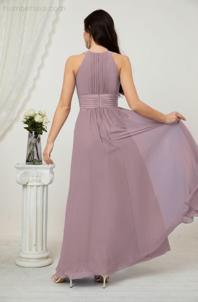 Robe de soirée formelle Baoleely en mousseline de soie, col licou, longue, sans manches, robe de demoiselle d'honneur 2802 
