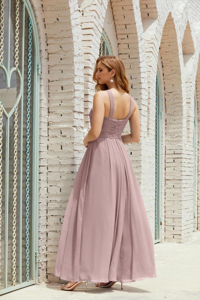 Vestidos de dama de honor con cuello halter, vestido formal de cóctel o de fiesta 28015 