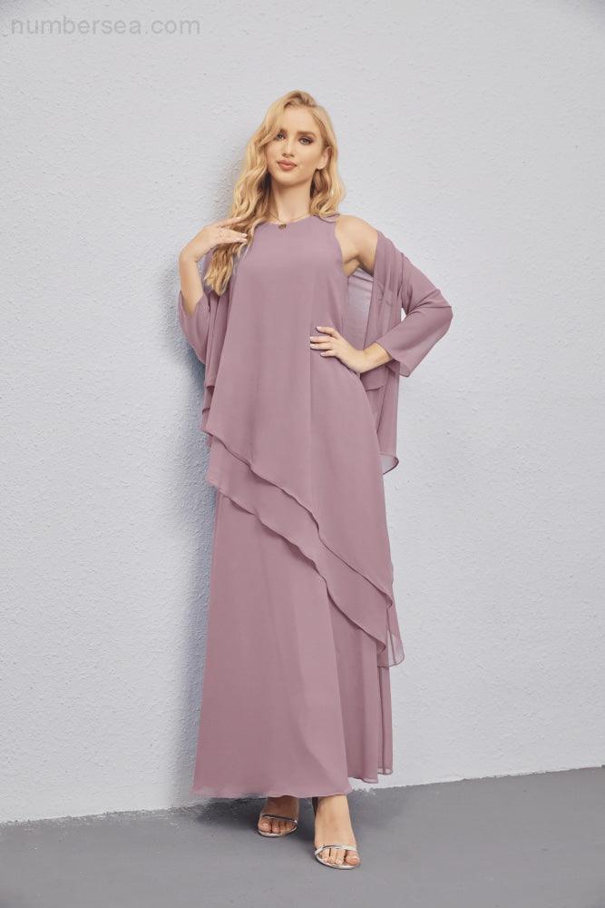 Vestidos de madre de la novia con cárdigan ligero abierto al frente, vestido formal de fiesta 28081 