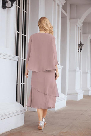 Vestido de fiesta formal de dos piezas corte A para la madre de la novia Sunderly SY28072