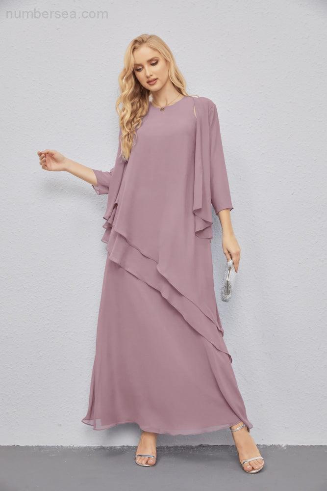 Vestidos de madre de la novia con cárdigan ligero abierto al frente, vestido formal de fiesta 28081 