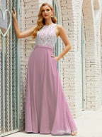 Robe de demoiselle d'honneur en dentelle, longueur au sol, avec poches, 28017 