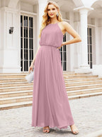 Baoleely  Halter Long Bridesmaid Dresses Formal A line Juniors Dress 28029