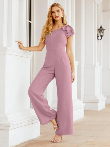 Baoleely Women's One Shoulder Long Jumpsuit Formal Evening Dress Long Bridesmaid Dresses Pants Wedding Party 28034