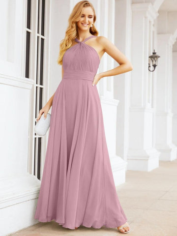 Baoleely Crisscross Halter Bridesmaid Dresses for Party Wedding Evening Prom Maxi Ball Gowns 28053