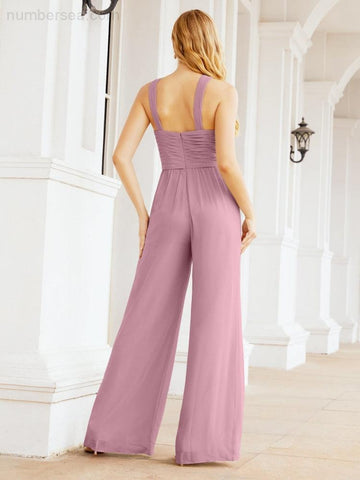 Mono con cuello cruzado Baoleely, vestido de noche formal, vestido largo de dama de honor, pantalón acampanado 28033