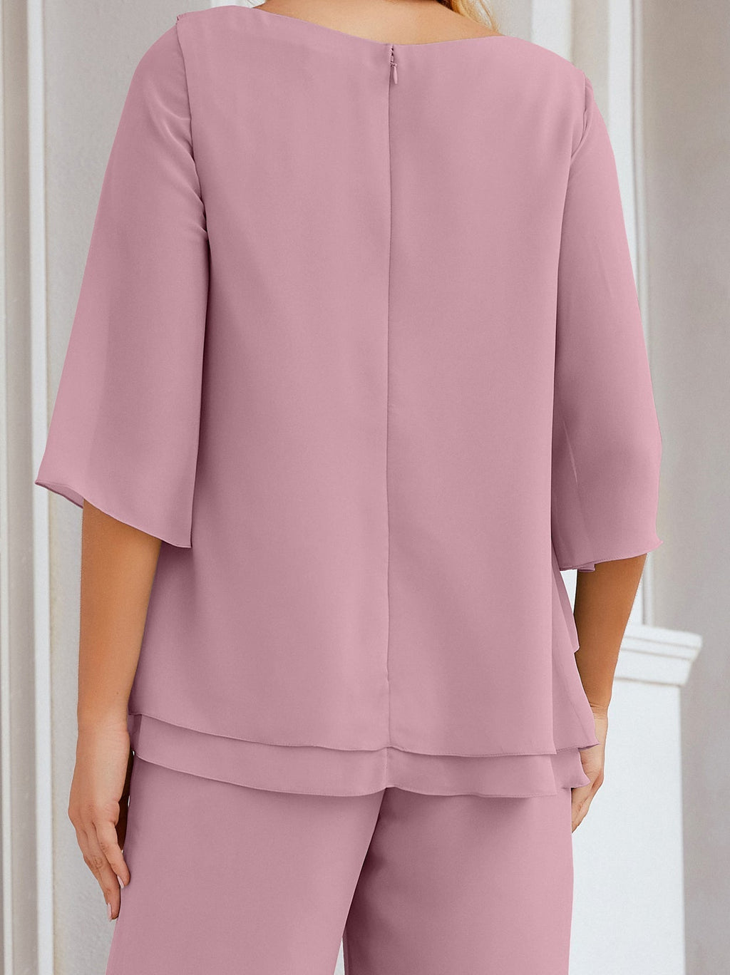 Baoleely Élégante robe mère de la mariée 2 pièces, grande taille, pantalon, volants, couches argentées, peignoir 28064