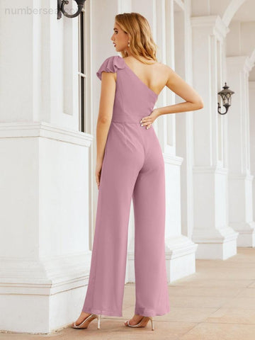 Baoleely Women's One Shoulder Long Jumpsuit Formal Evening Dress Long Bridesmaid Dresses Pants Wedding Party 28034