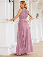 Baoleely Halter Bridesmaid Dress Empire Waist Formal Evening Prom Gown for Mother of The Bride 28030
