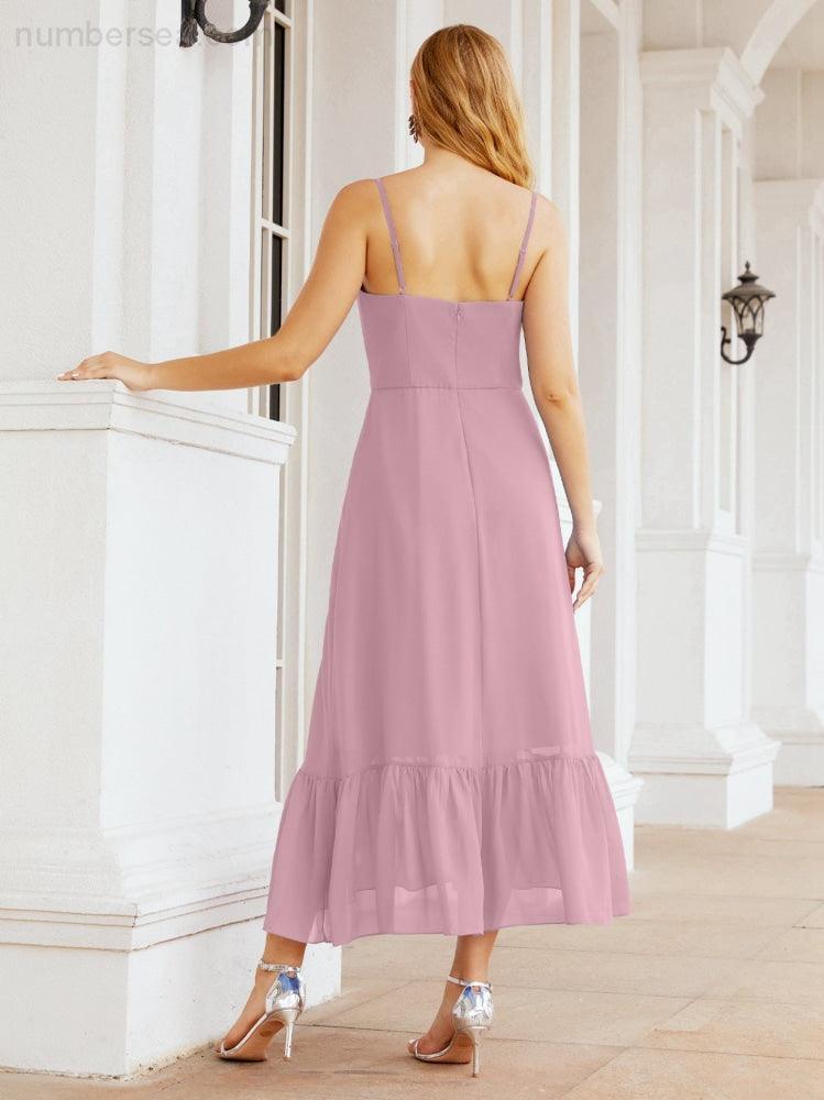 Baoleely Blackless Strap Bridesmaid Dress Ankle Length 28028
