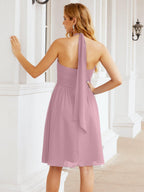 Robe de demoiselle d'honneur courte en mousseline de soie, dos nu, sans manches, robe de soirée formelle, dos nu, Baoleely 28023 